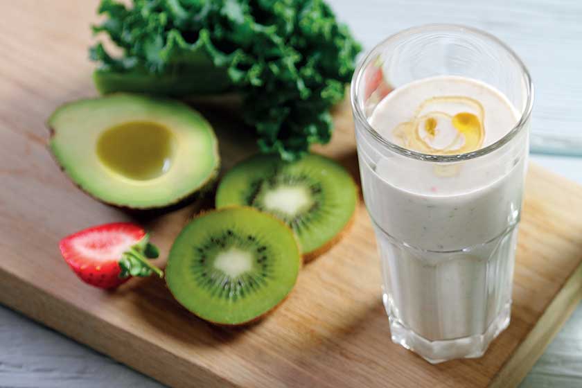 Creamy strawberry and avocado smoothie