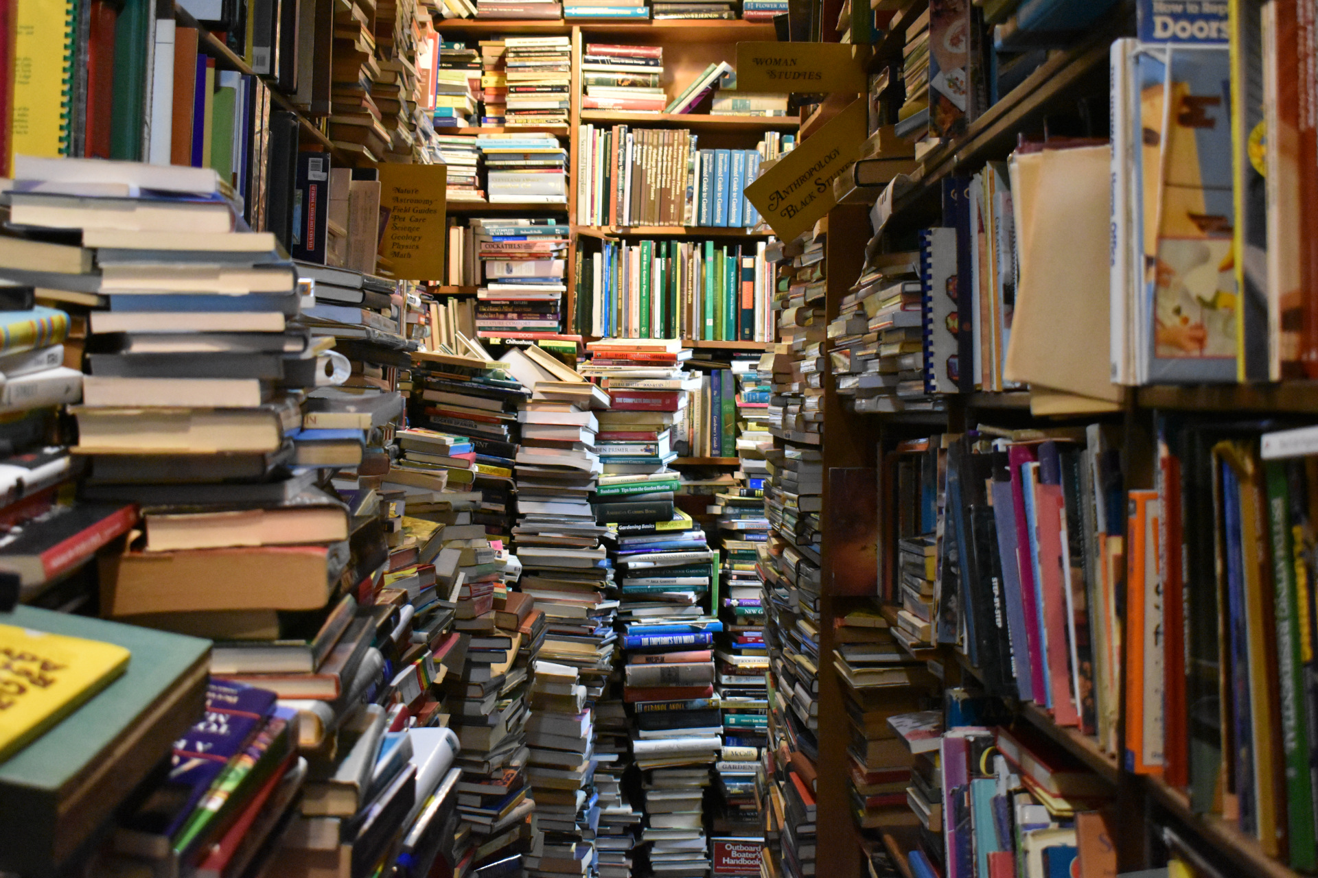 Overcrowded Bookstore Shelves