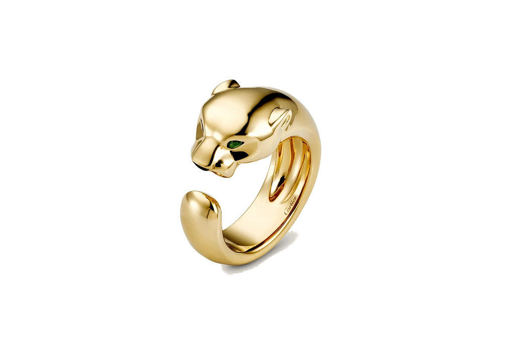 Gold panther head ring