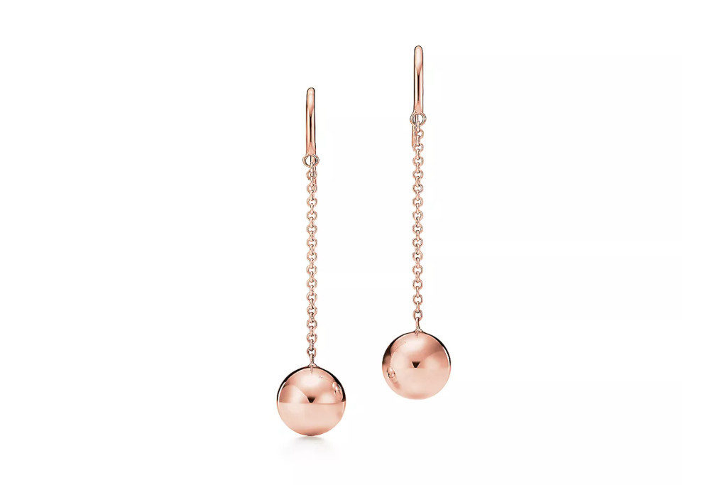 Rose gold ball and hook earrings