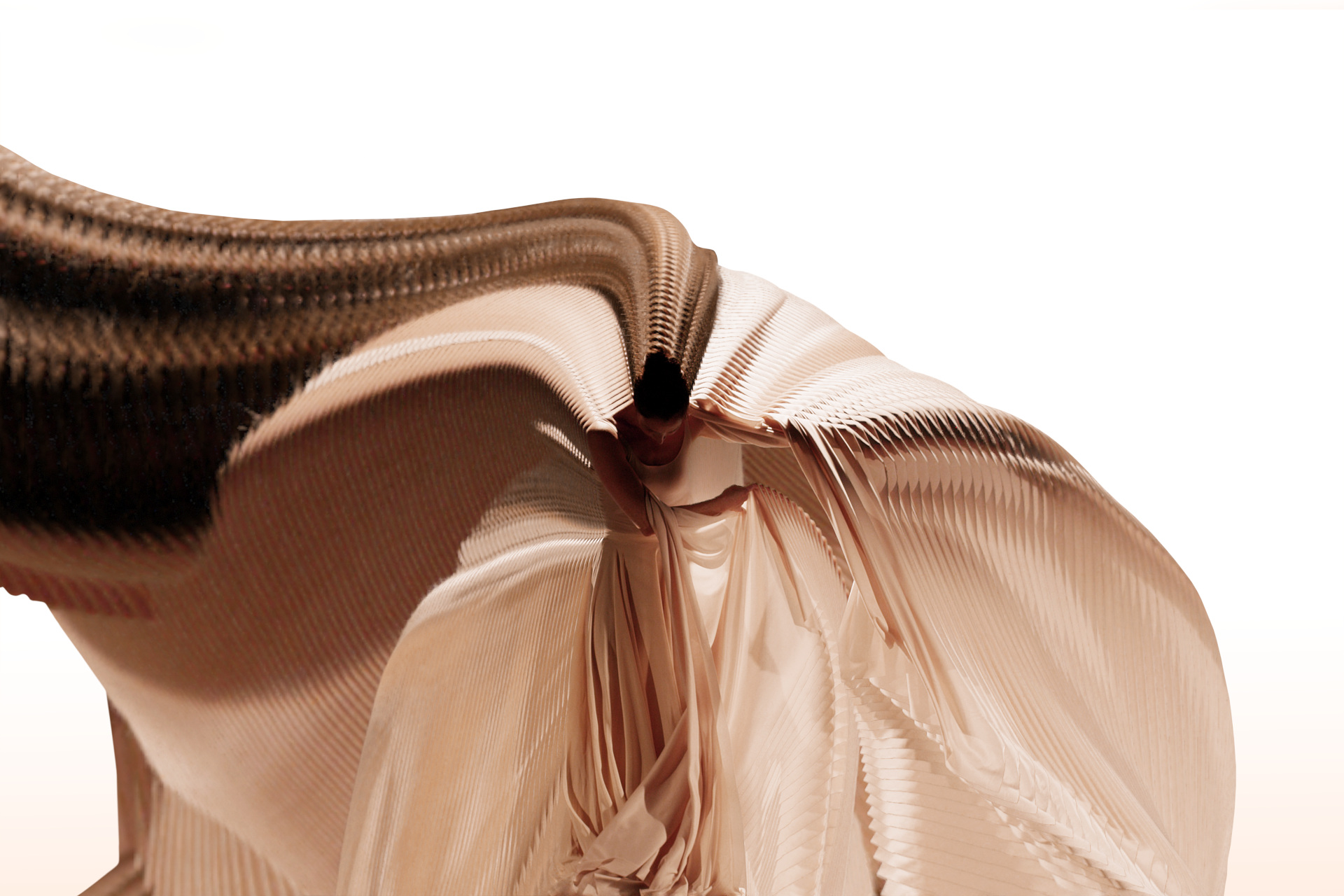 Lauren Cuthbertson with distorted pink fabric