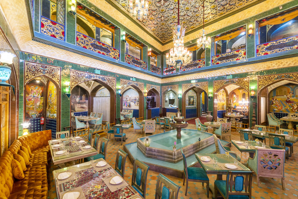 interior glitzy middle eastern restaurant parisa in qatar