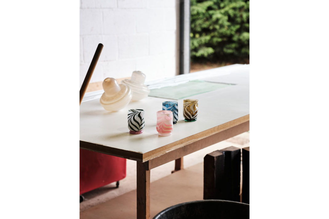 Henry Holland's Studio featuring glass tumblers