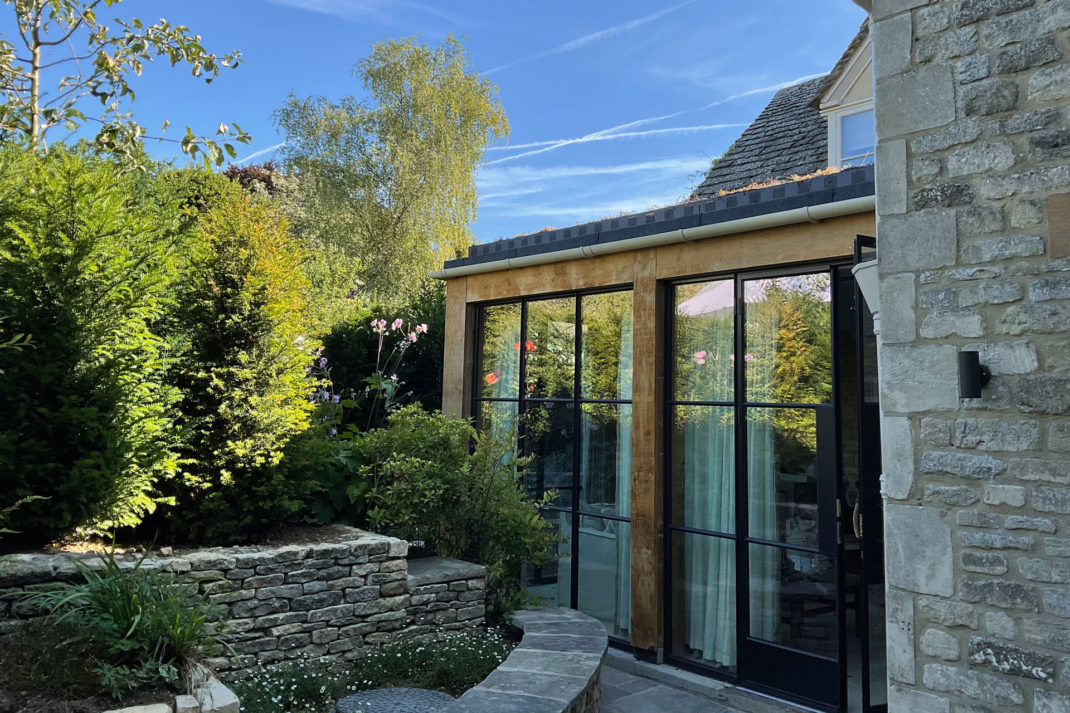 The outside space of the private terrace of The Den Suite of The Fox at Oddington