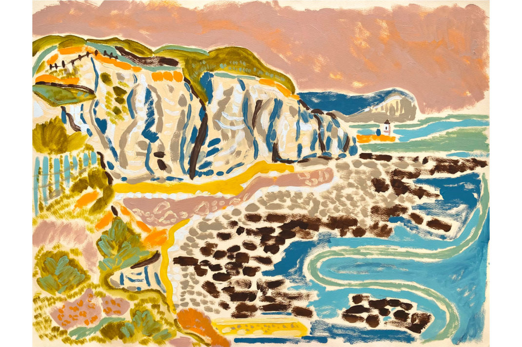 Camilla Perkins draws Peacehaven Cliffs in bright bold pastels