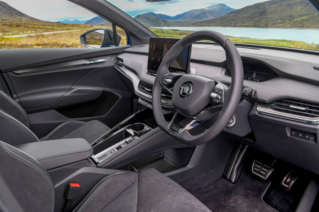 interior view of the cockpit of the Skoda Enyaq