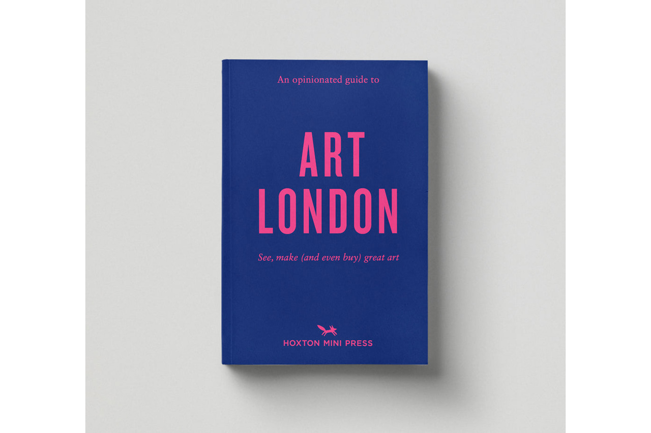 blue book cover with pink text, opinionated guide to art london