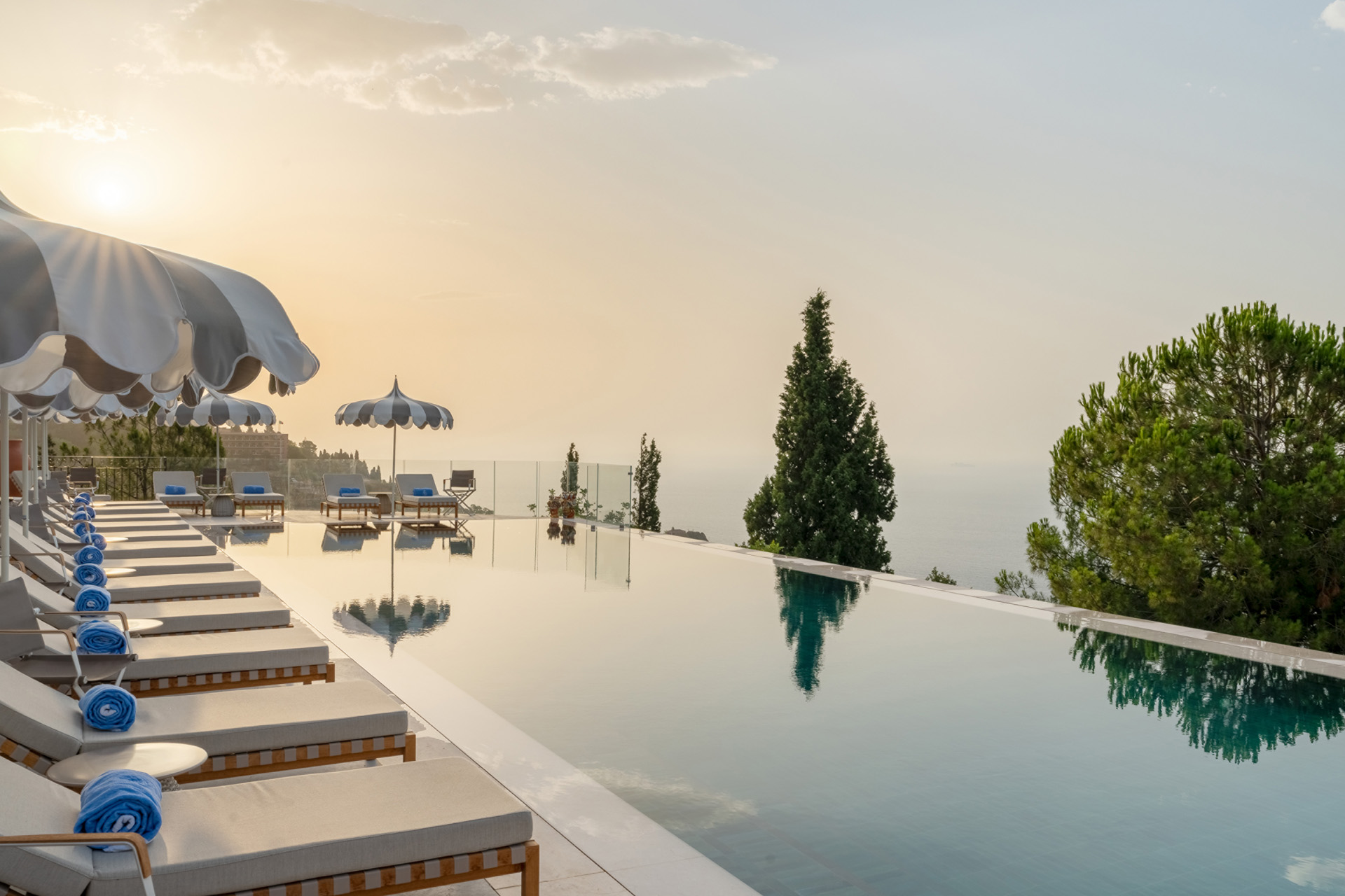 an infinity pool at dusk
