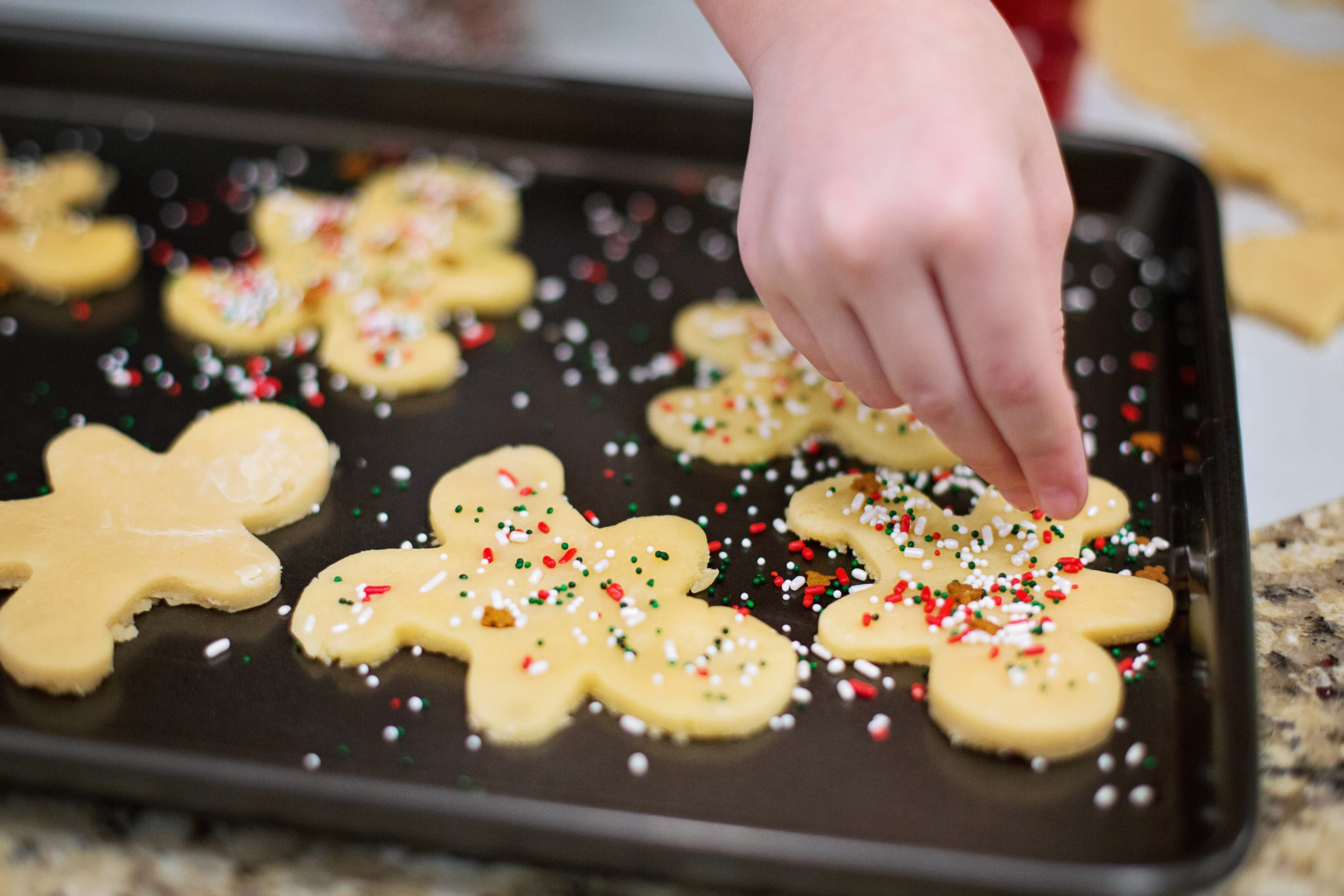 christmas cookies on a baking tray