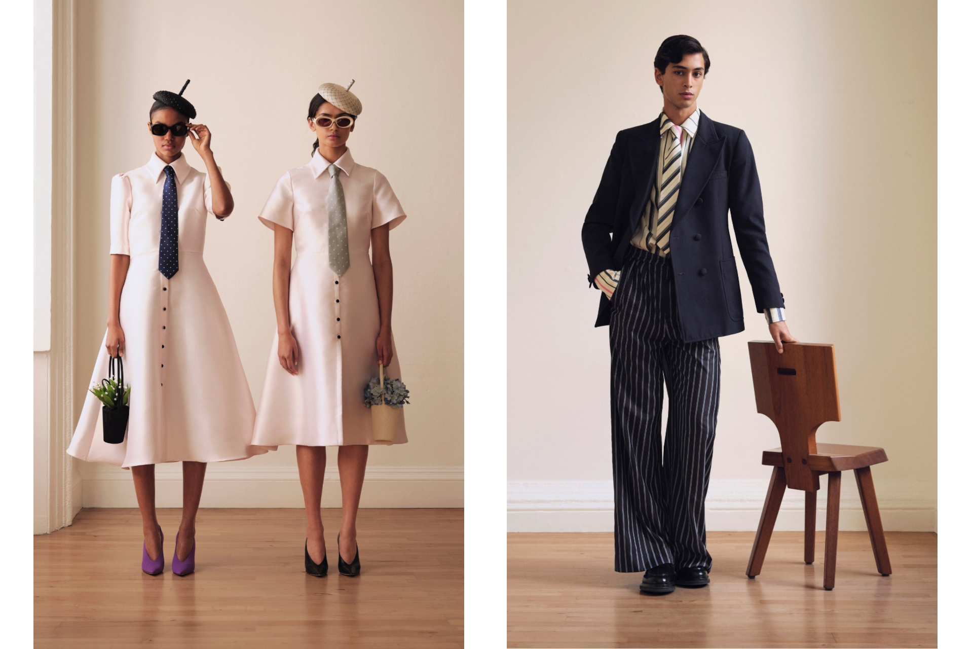 People dressed up in smart clothing