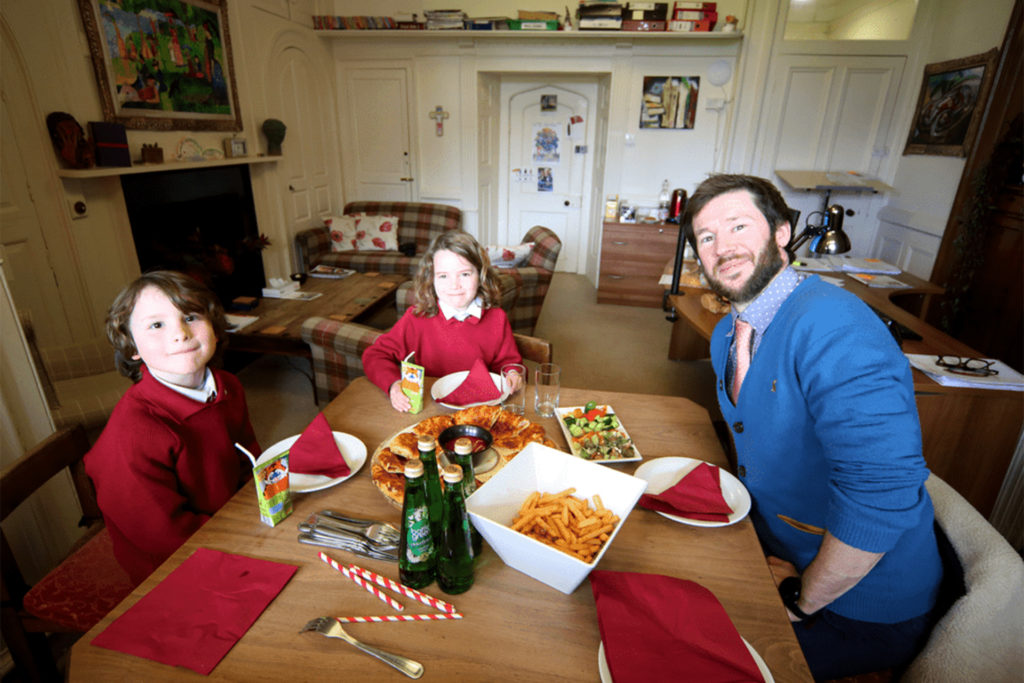 The Co-Heads eat a invite Mr Bush, their class teacher, for a special Pizza lunch!