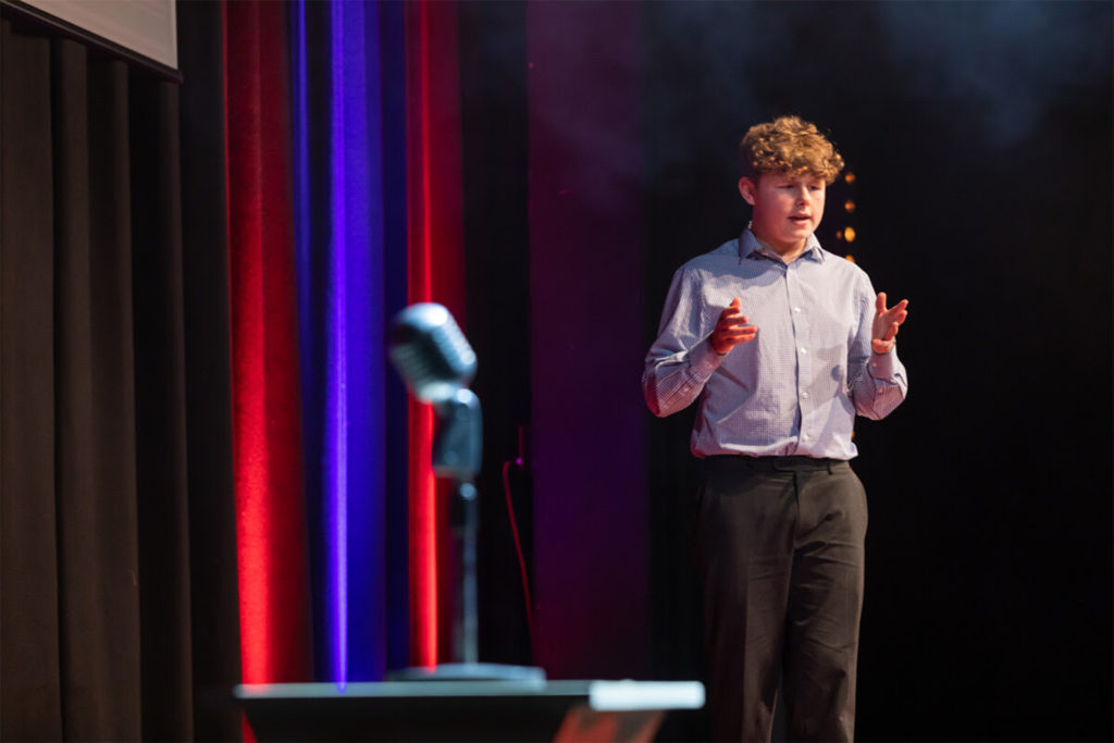 Pupil speaking at the 'Dangerous Minds' competition