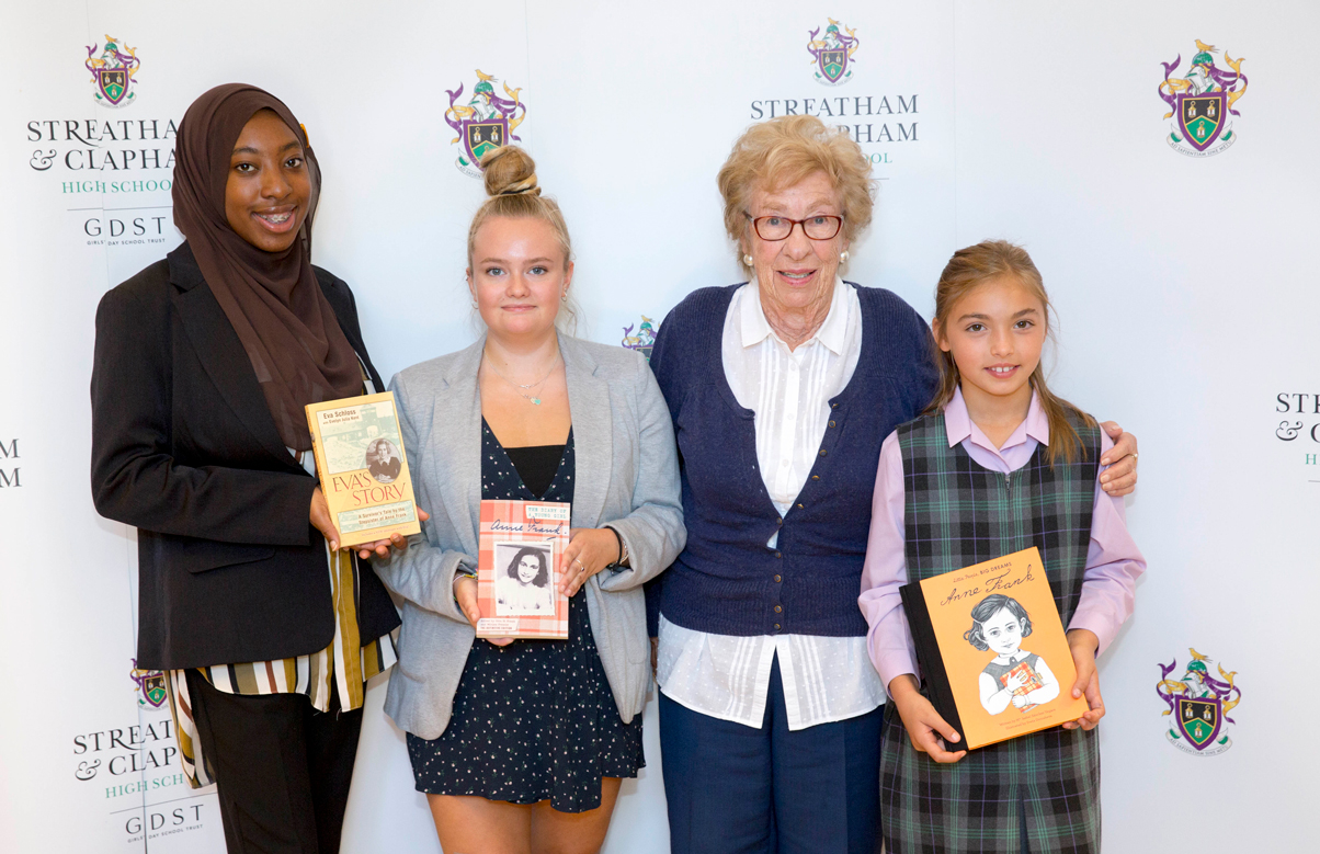 Eva Schloss, step-sister of Anne Frank, gives a moving and personal talk to the girls of Streatham & Clapham High School, GDST