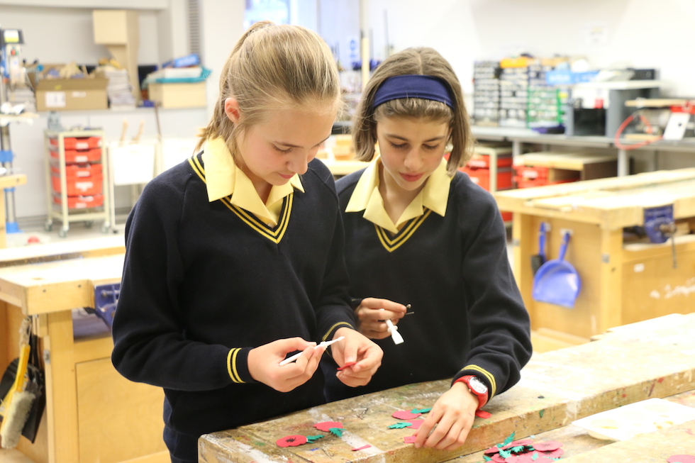 South Hampstead High School makes poppies for Remembrance Day