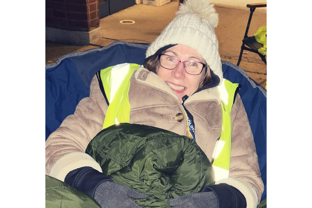 Solihull School English Teacher Mrs Graham takes part in the ‘sleep out’ for SIFA Fireside