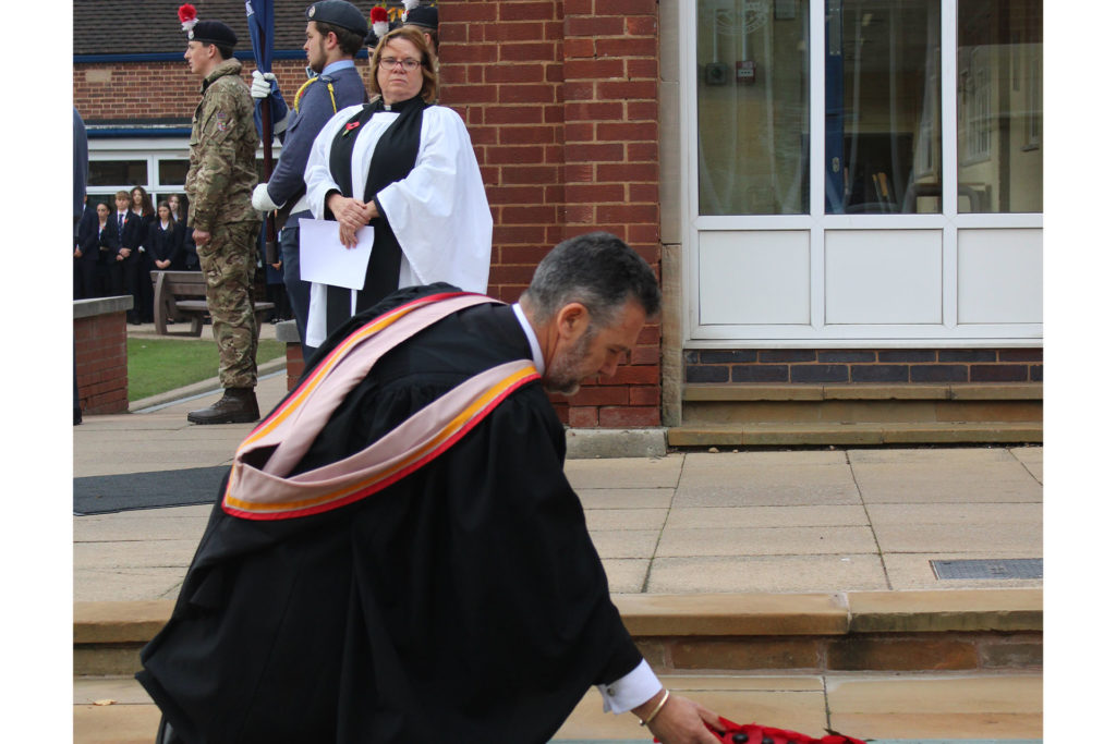 Wreaths being laid at the school's War Memorial
