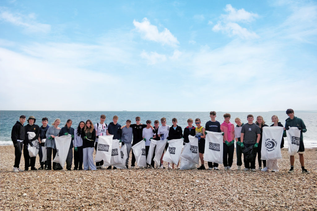 Wellington College beach clean up on Hayling Island