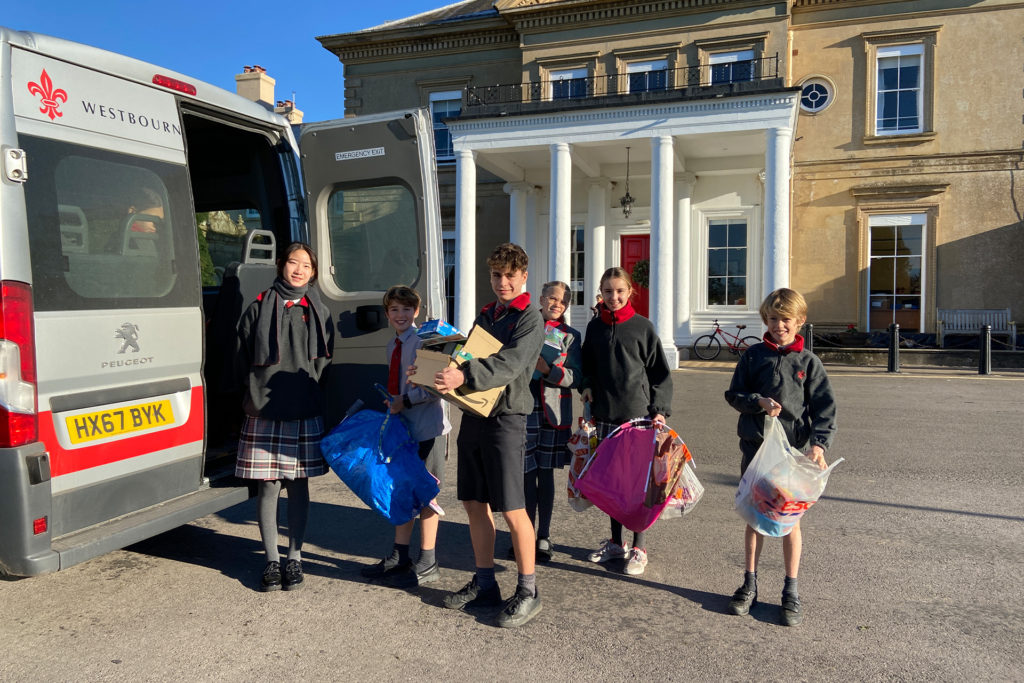 Westbourne House pupils load up the presents to take to My Sisters' House