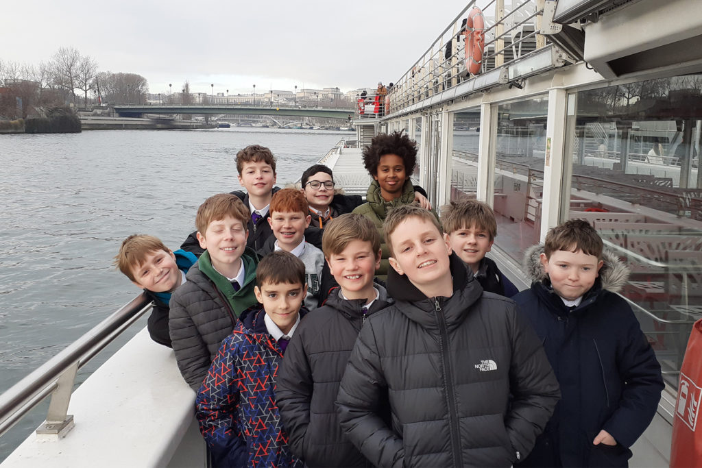 Choir pupils on boat
