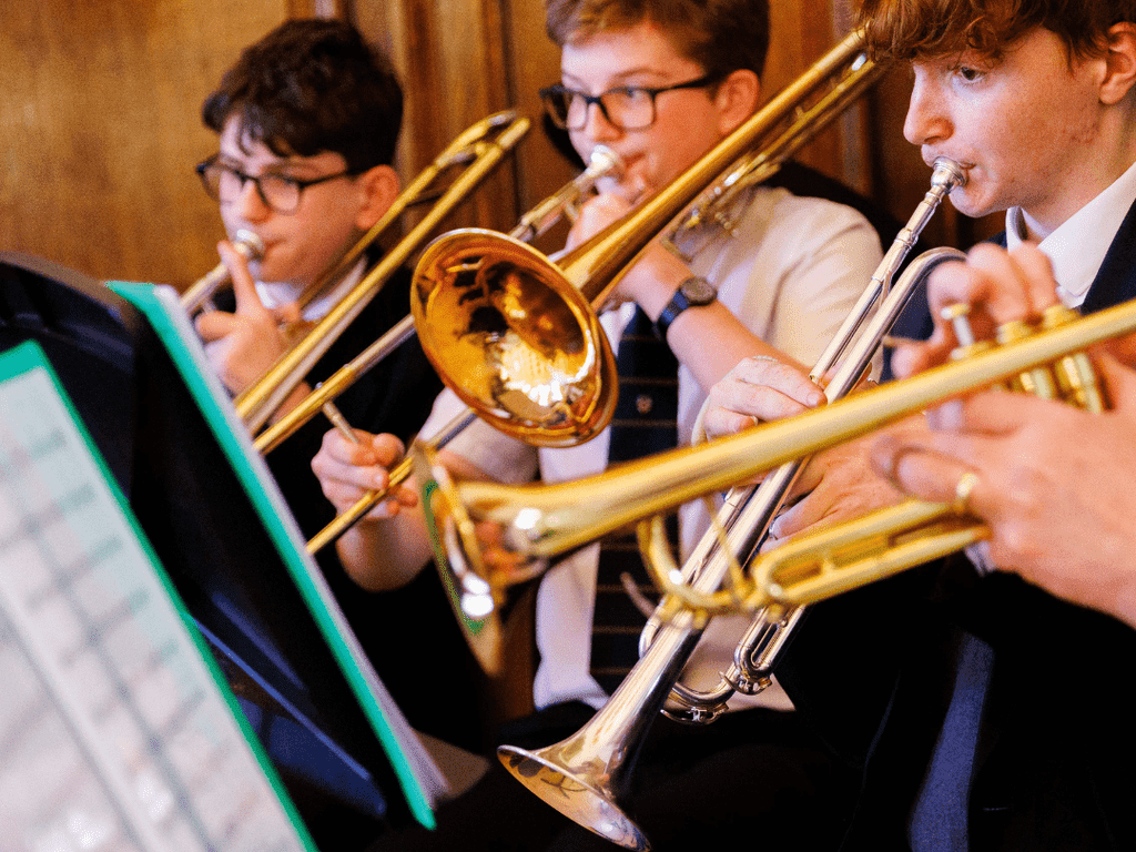 Mill Hill School pupils playing the trumpet