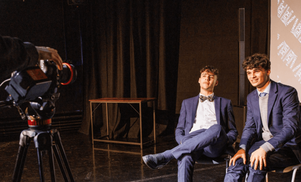Mill Hill pupils filming for the London School's Film Competition