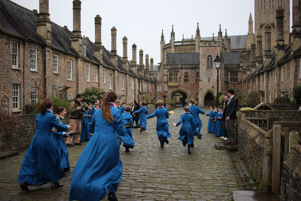 The Choristers during their annual pancake race