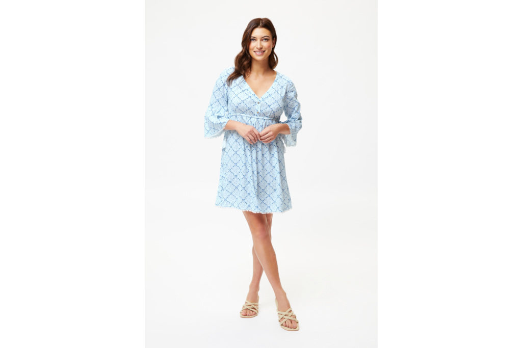 Woman in blue dress