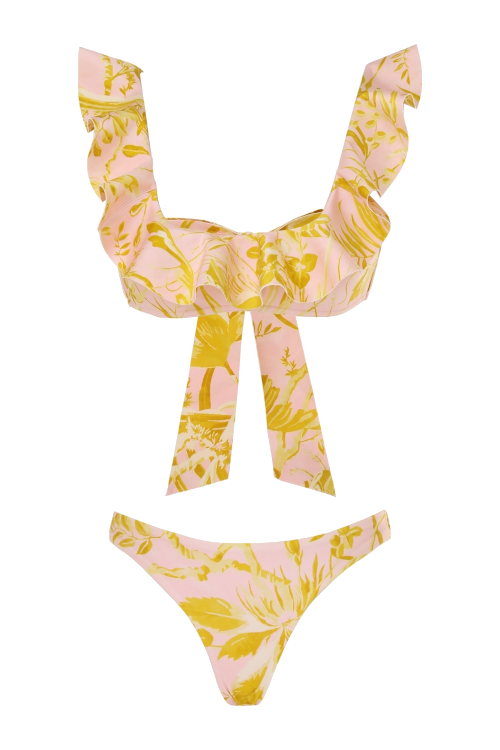 Yellow frilly bikini