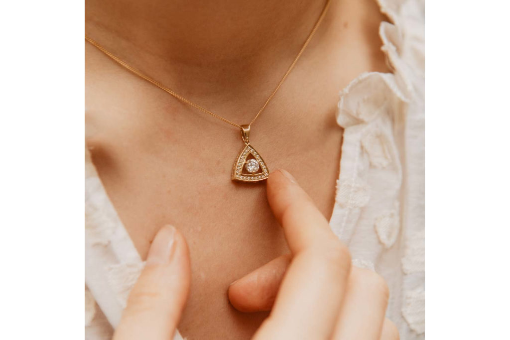 Close up woman wearing pendant