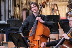 Performing at Alleyn's School, London
