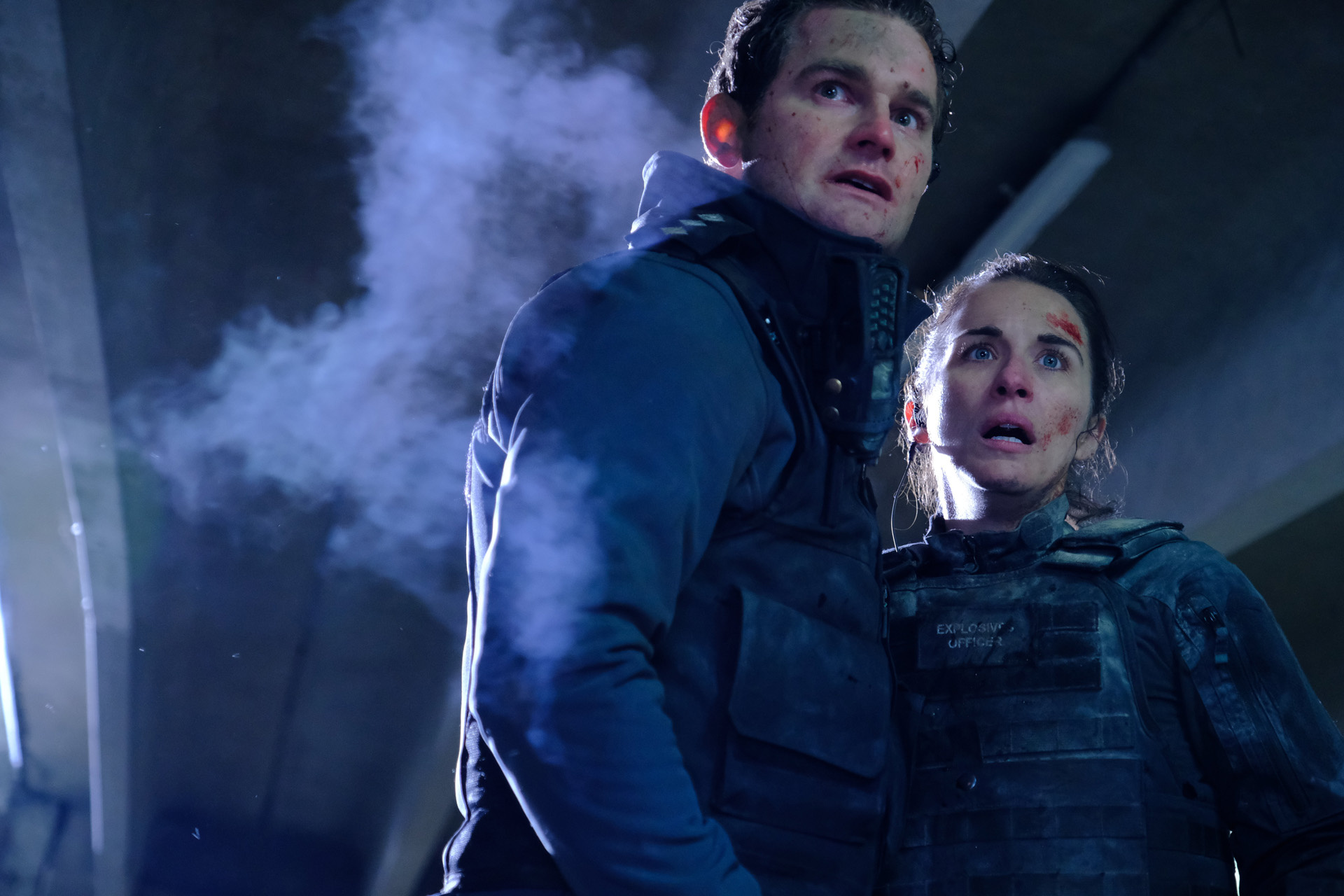 Vicky McClure as Lana Washington and Mark Stanley as DCI Thom Youngblood in Trigger Point series 2