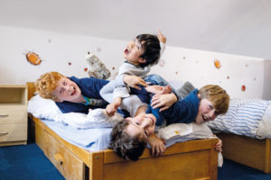 Boys playing in their dorm at Sandroyd