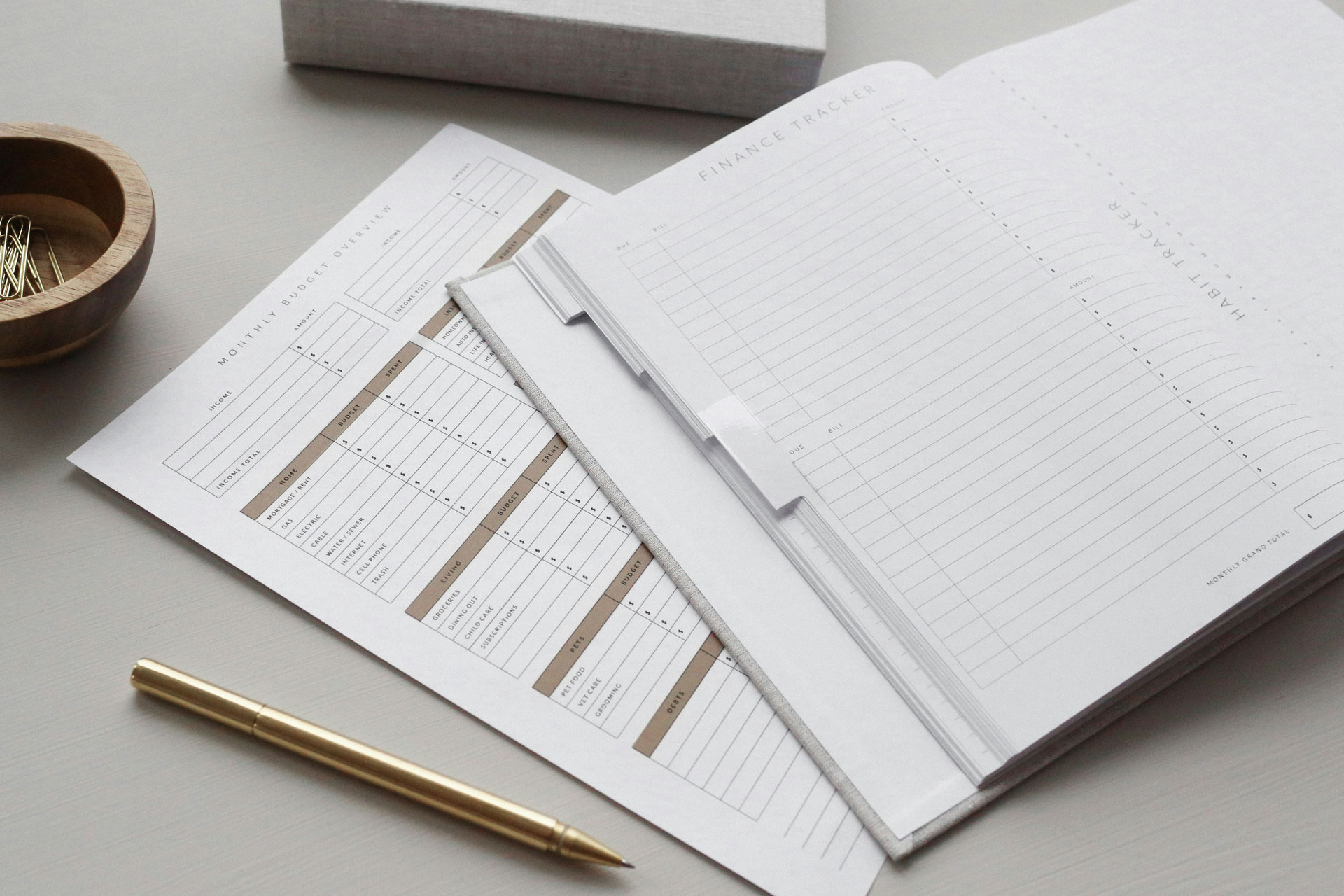 Money budgeting plan with a pen