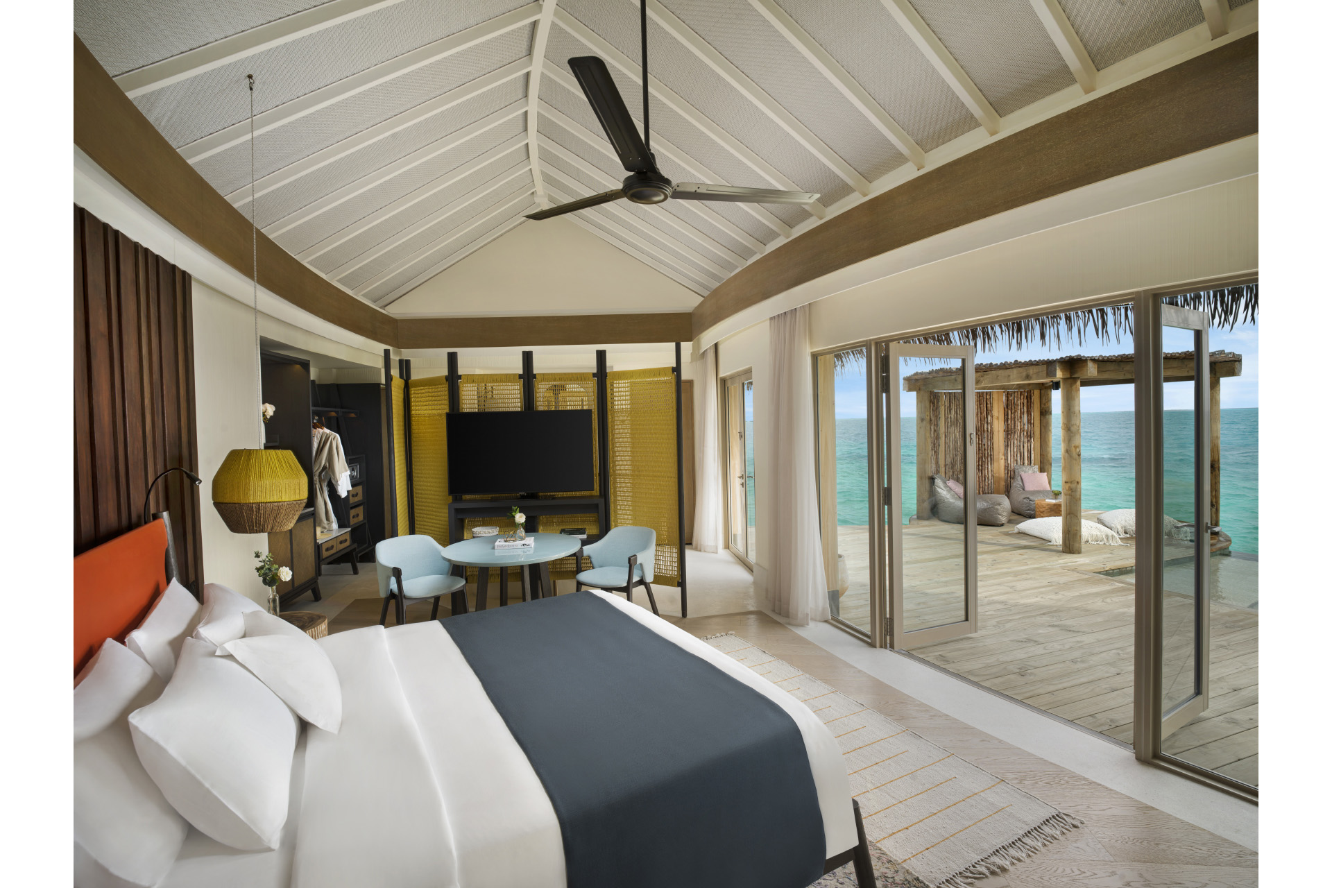 A bedroom at the Intercontinental Maldives Maamunagau Resort