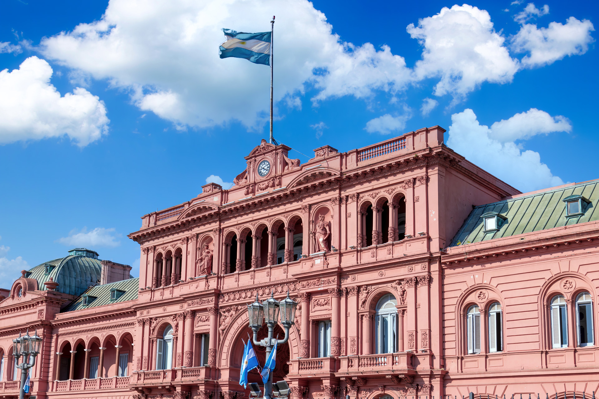 Casa Rosada, office of the president of Argentina located on landmark historic Plaza de Mayo