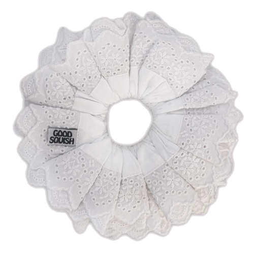 White broderie anglaise scrunchie