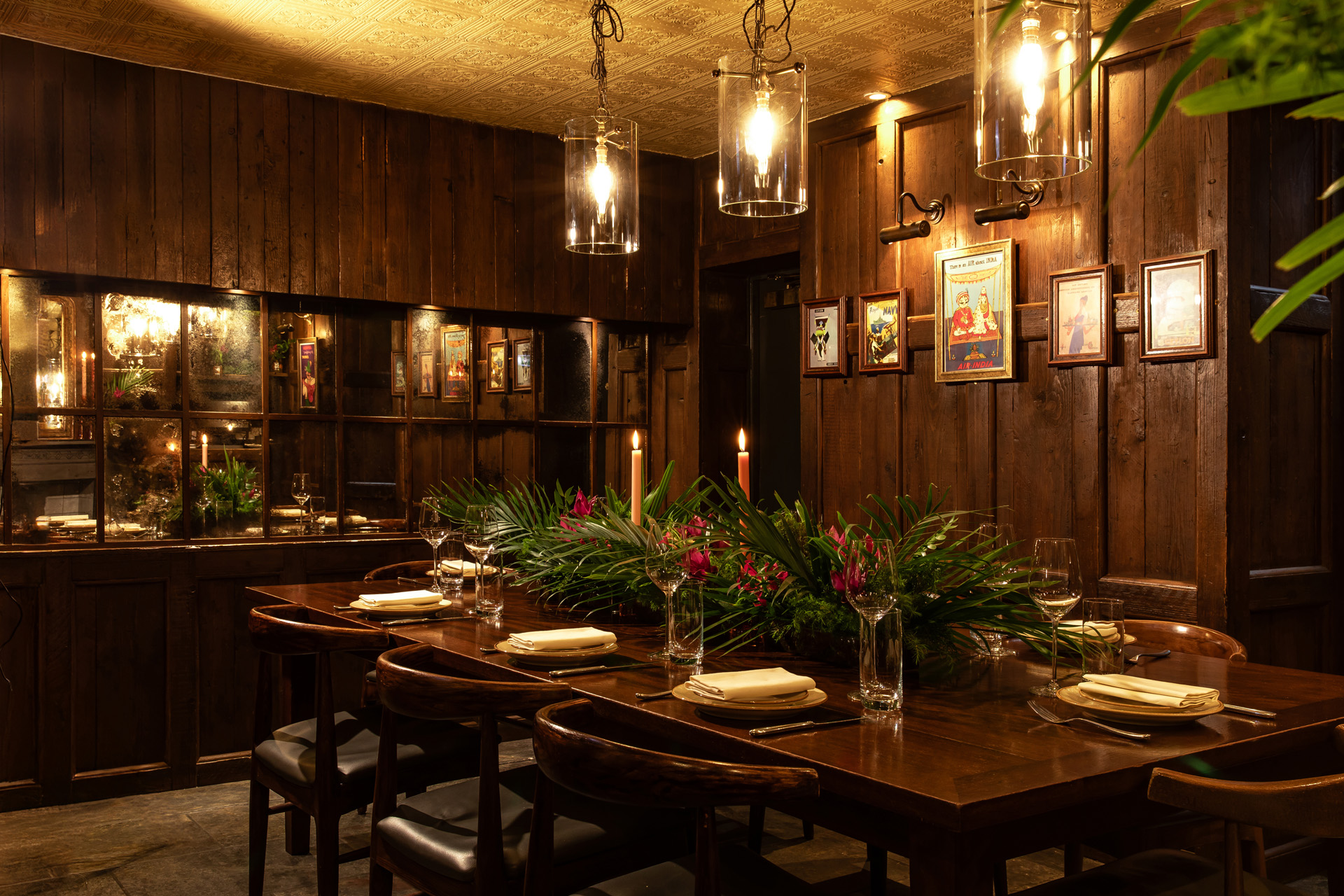 A low lit restaurant in London