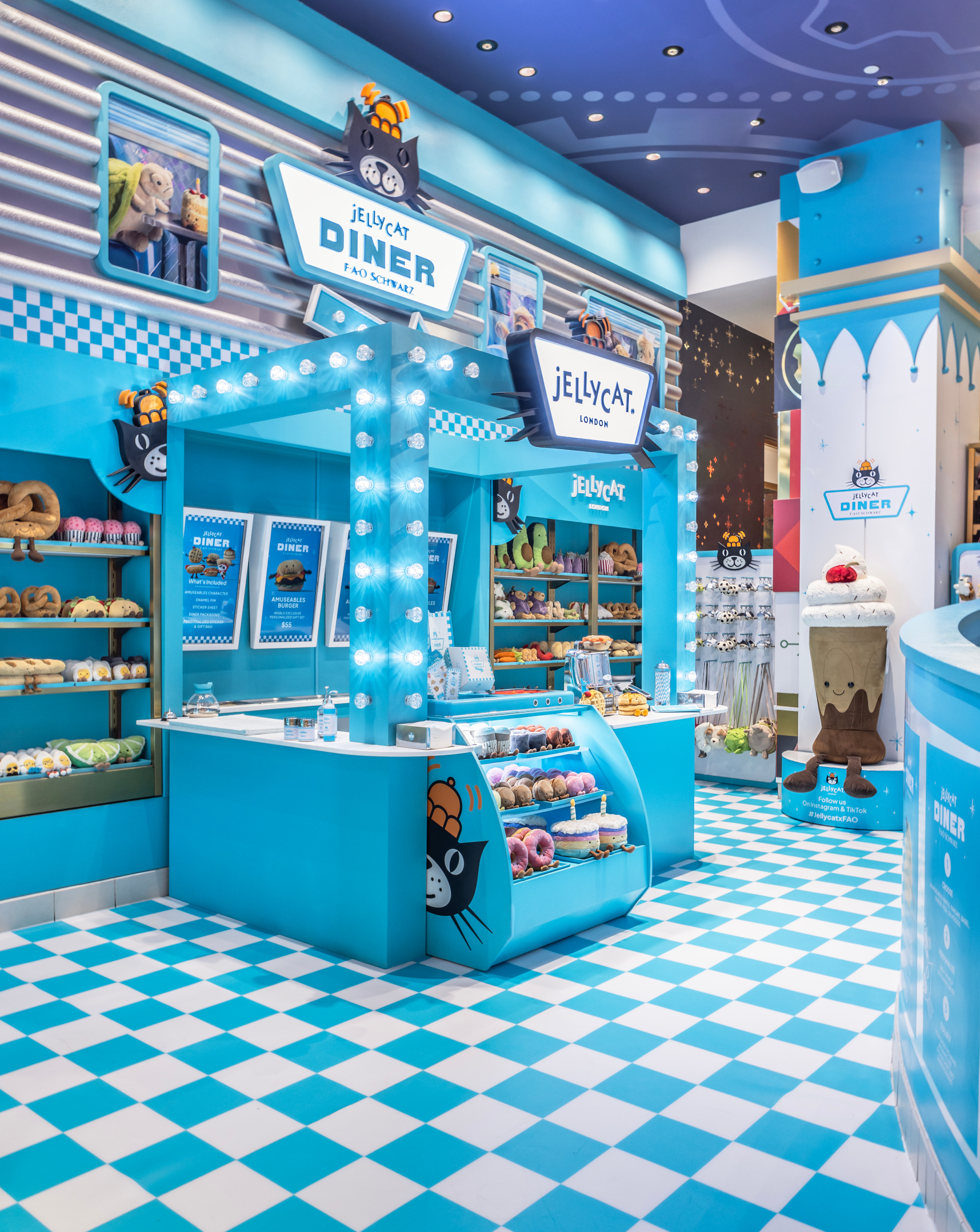 Blue diner set in toy shop