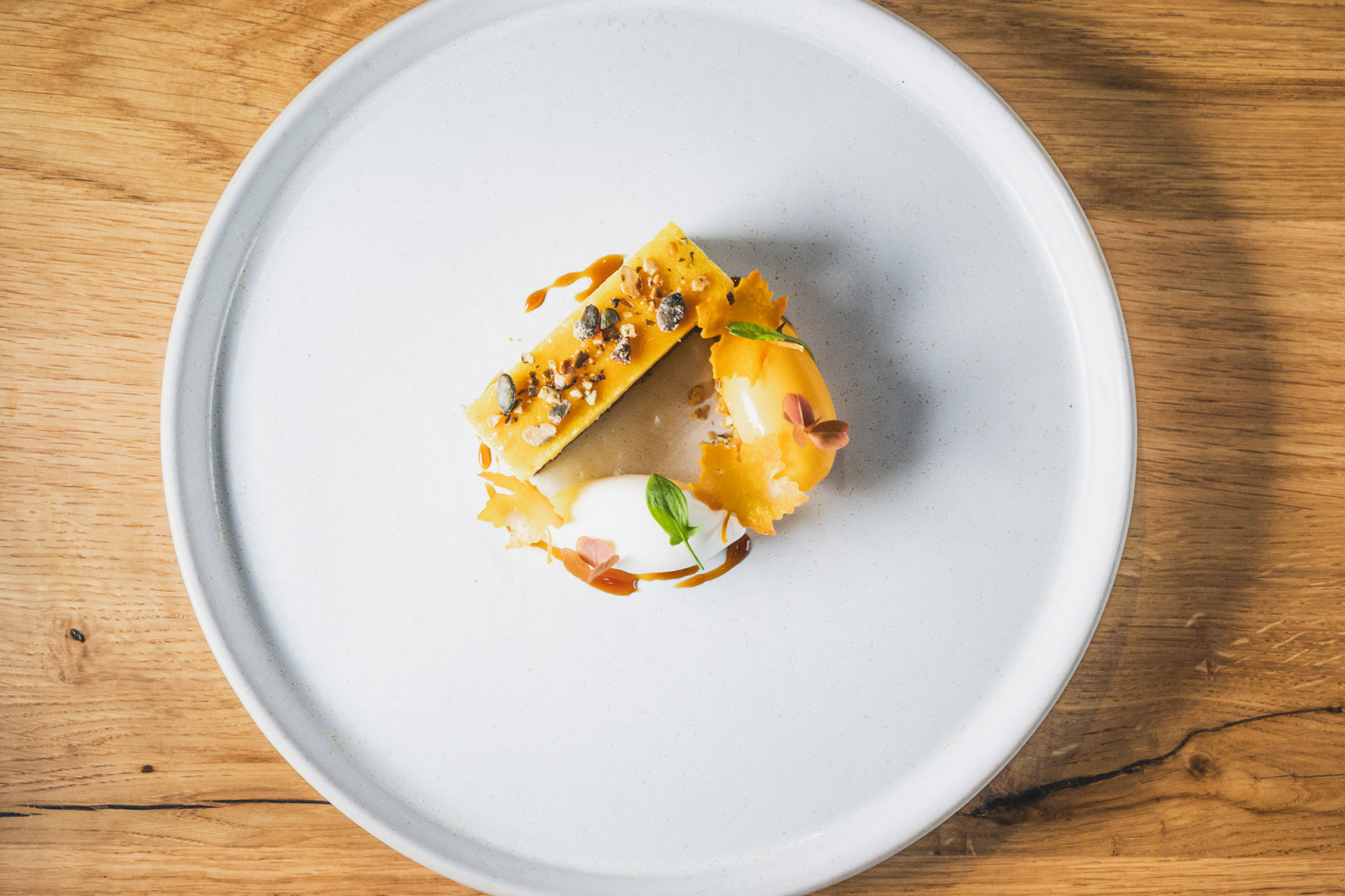 Squash custard tart at Moor Hall