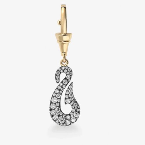 Curved diamond pendant with a gold clasp