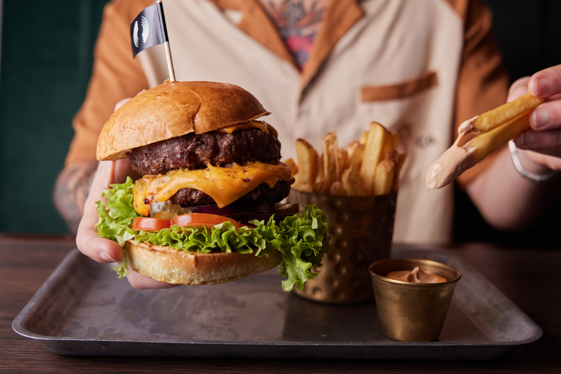 Burger and chips