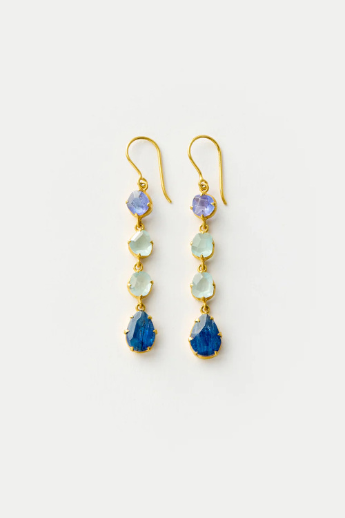 Gold and blue earrings