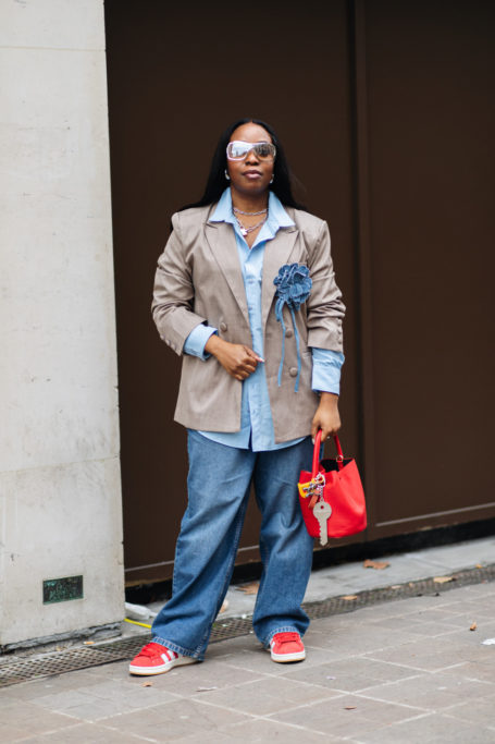 Woman wearing colourful trainers